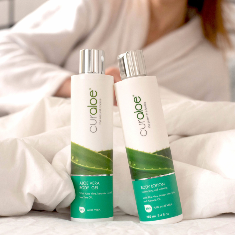 Curaloe Body Gel Applied - Instant Relief from Dryness and Sunburn